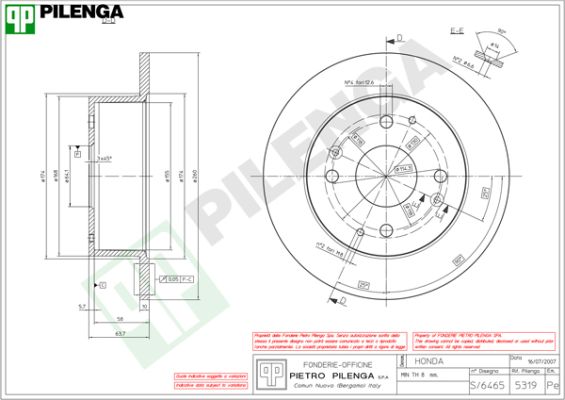 Диск тормозной PILENGA 5319