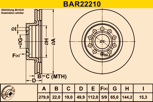 Диск тормозной BARUM BAR22210
