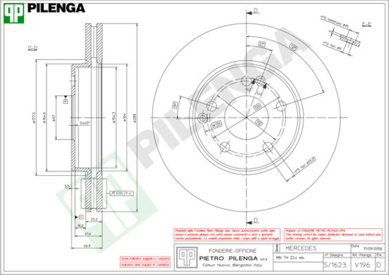 Диск тормозной PILENGA V196