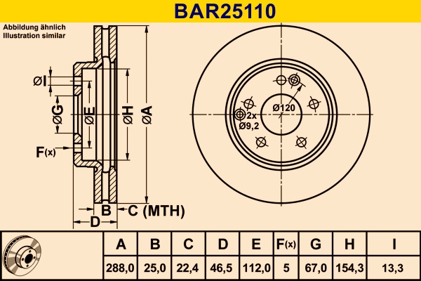 Диск тормозной BARUM BAR25110