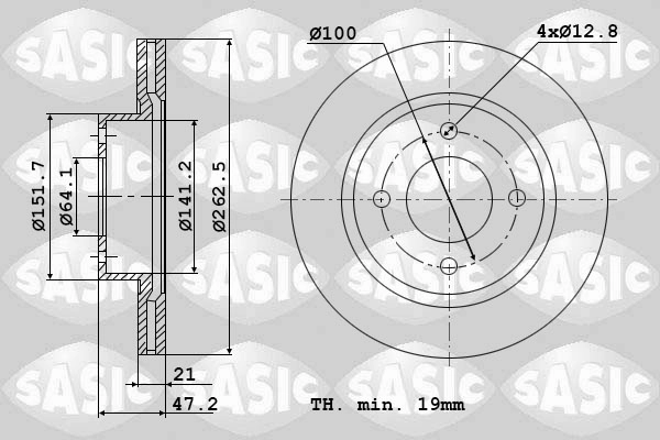 Диск тормозной SASIC 9004533J