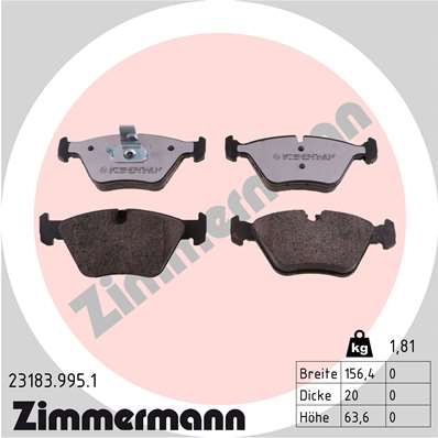 Колодки тормозные дисковые ZIMMERMANN 23183.995.1