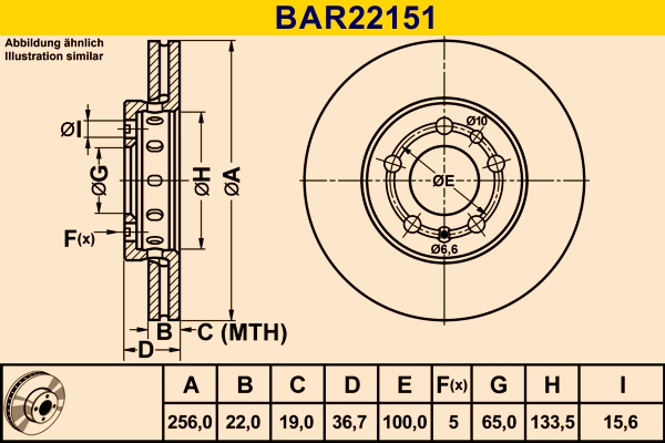 Диск тормозной BARUM BAR22151