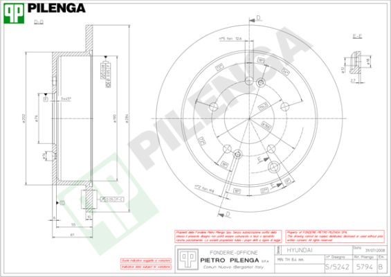 Диск тормозной PILENGA 5794