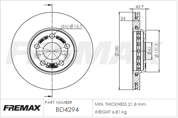 Диск тормозной FREMAX BD-4294