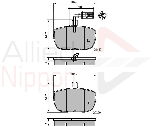 Колодки тормозные дисковые ALLIED NIPPON ADB1413