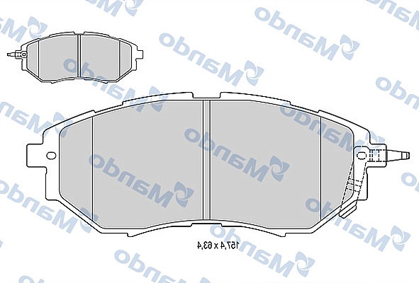 Колодки тормозные дисковые MANDO MBF015824
