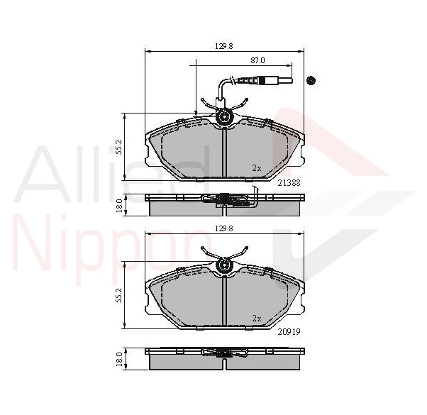Комплект пластин тормозных колодок ALLIED NIPPON ADB1526