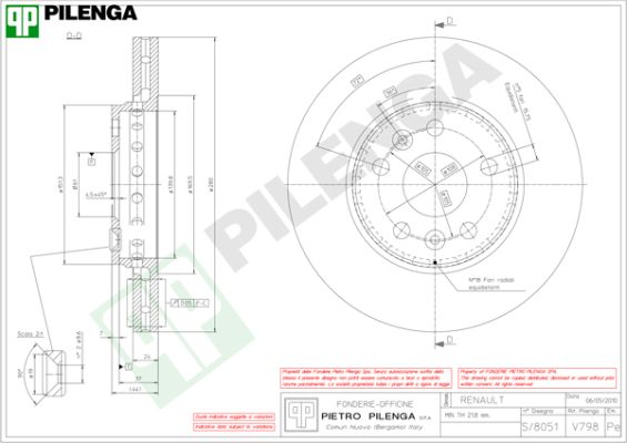 Диск тормозной PILENGA V798