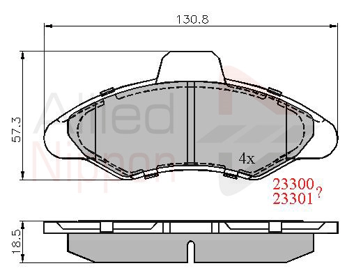 Колодки тормозные дисковые передние комплект ALLIED NIPPON ADB0393