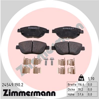 Колодки тормозные дисковые ZIMMERMANN 245491902