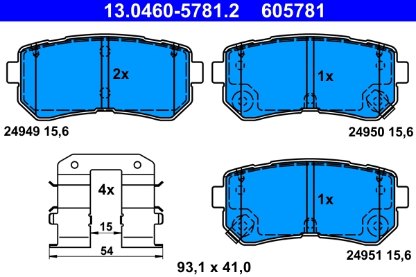 Колодка тормозная компл. сзади hyundai ix ATE 13046057812