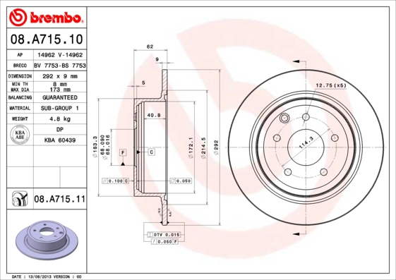 Диск тормозной BRECO BS 7753