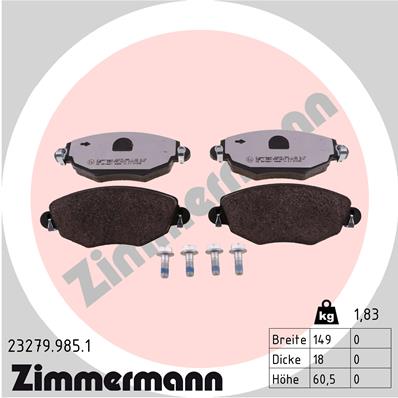 Колодки торм rdz ford mondeo iii 18/20/25 пер 11/00- ZIMMERMANN 232799851
