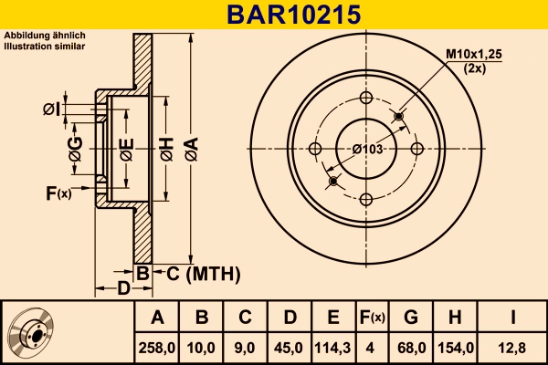 Диск тормозной BARUM BAR10215