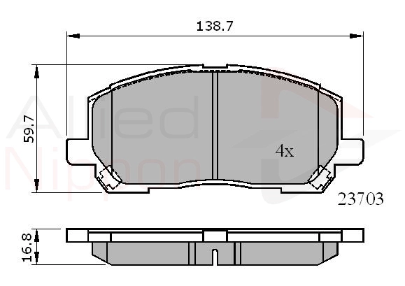 Колодки тормозные дисковые комплект ALLIED NIPPON ADB01507