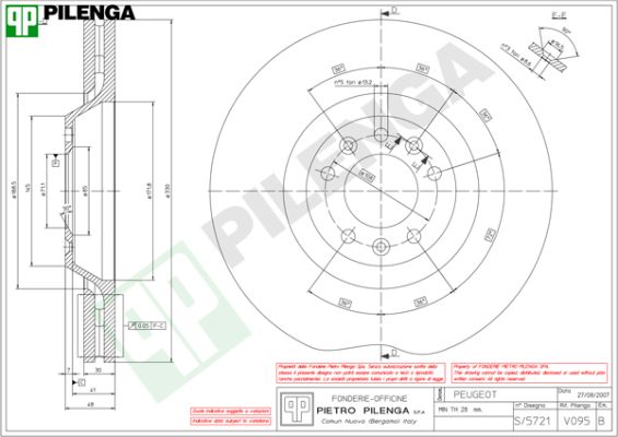 Диск тормозной PILENGA V095