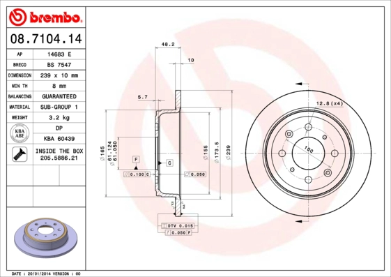 Диск тормозной BREMBO 087.104.11