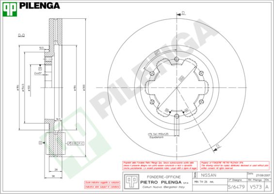 Диск тормозной PILENGA V573