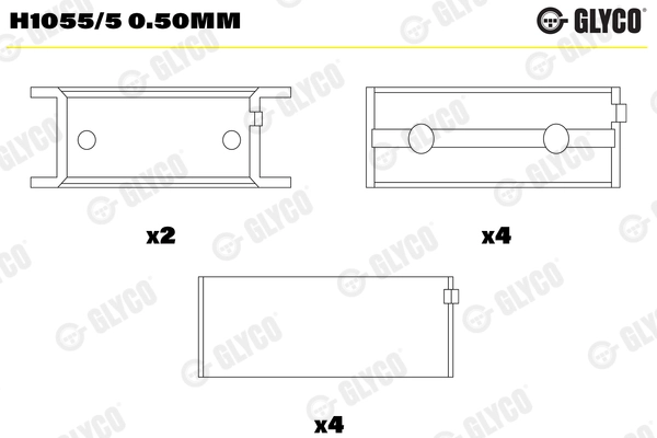 Вкладыши двигателя GLYCO H1055/5 0.50mm