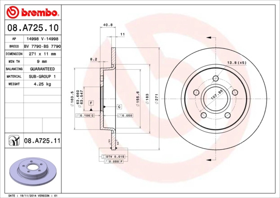 Диск тормозной BRECO BS 7790