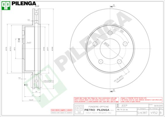 Диск тормозной PILENGA V952