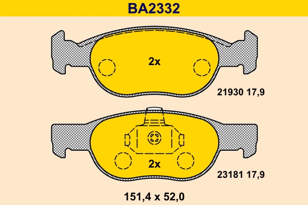 Колодки тормозные дисковые BARUM BA2332