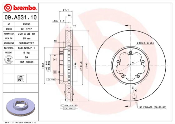 Диск тормозной BRECO BS 8767