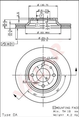 Диск тормозной VILLAR 628.1079