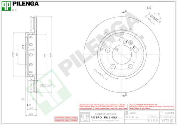 Диск тормозной PILENGA V872