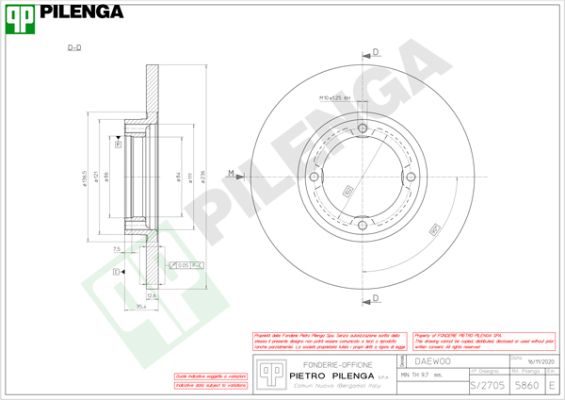 Диск тормозной PILENGA 5860