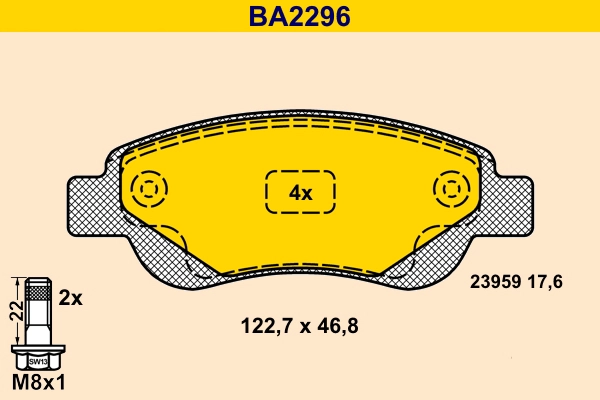Колодки тормозные дисковые BARUM BA2296