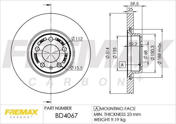 Диск тормозной FREMAX BD-4067