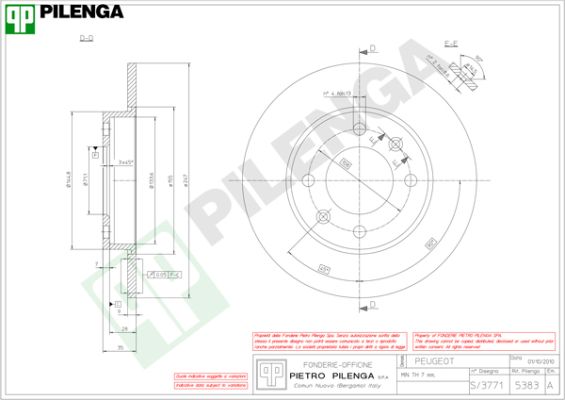 Диск тормозной PILENGA 5383