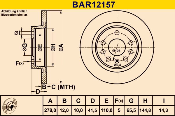 Диск тормозной BARUM BAR12157