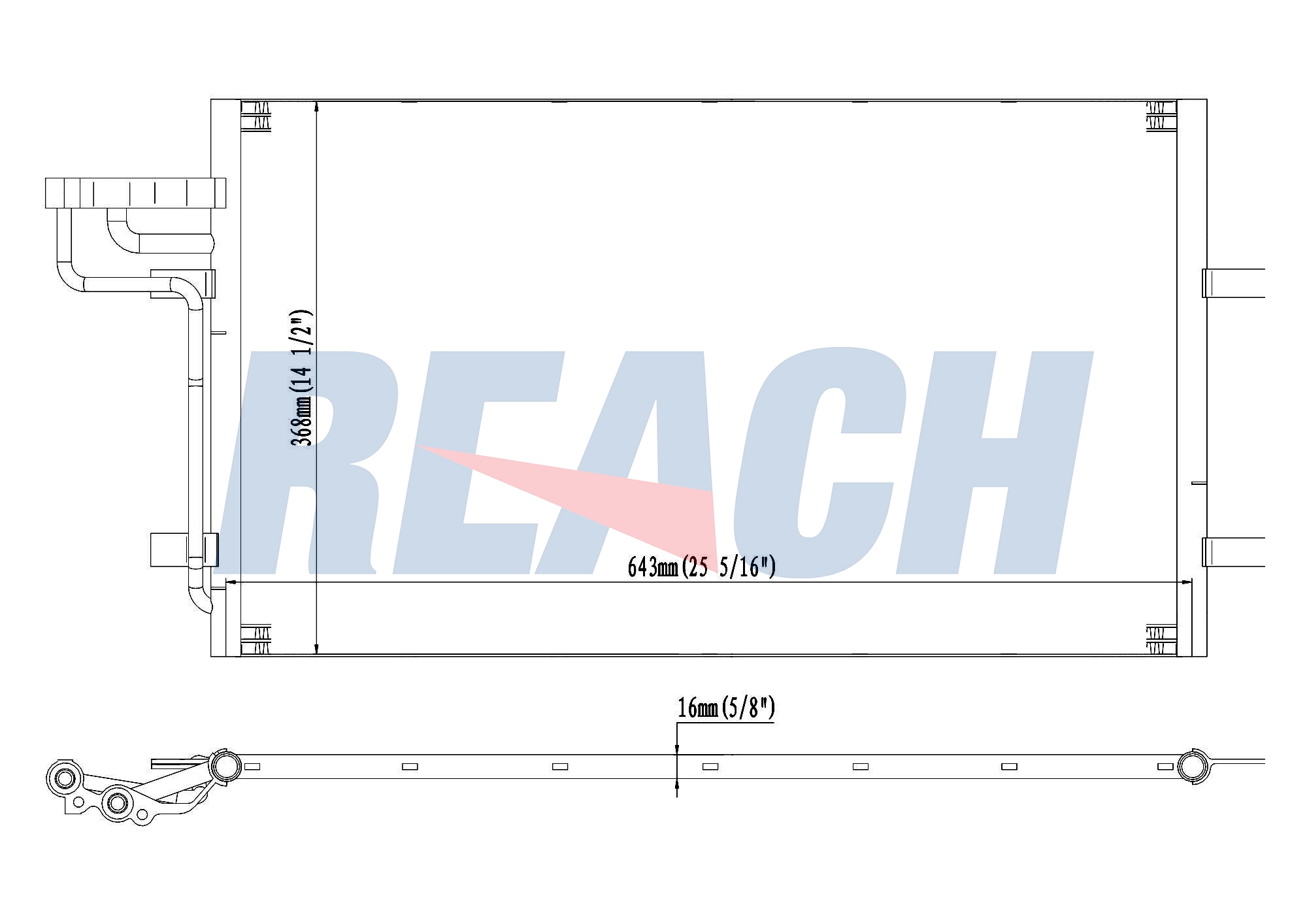 Радиатор кондиционера REACH 1.30.0529.P