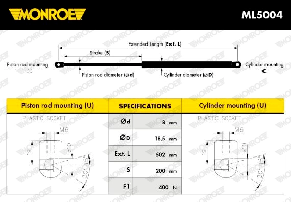 Амортизатор задней двери MONROE ML5004