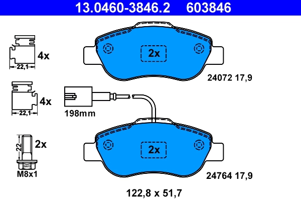 Колодки тормозные дисковые ATE 13.0460-3846.2