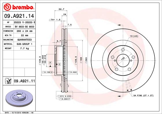 Диск тормозной BREMBO 09.A921.14