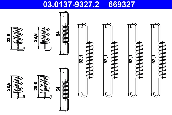 Монтажный комплект барабанных колодок volvo xc90 2002-2014 ATE 03.0137-9327.2