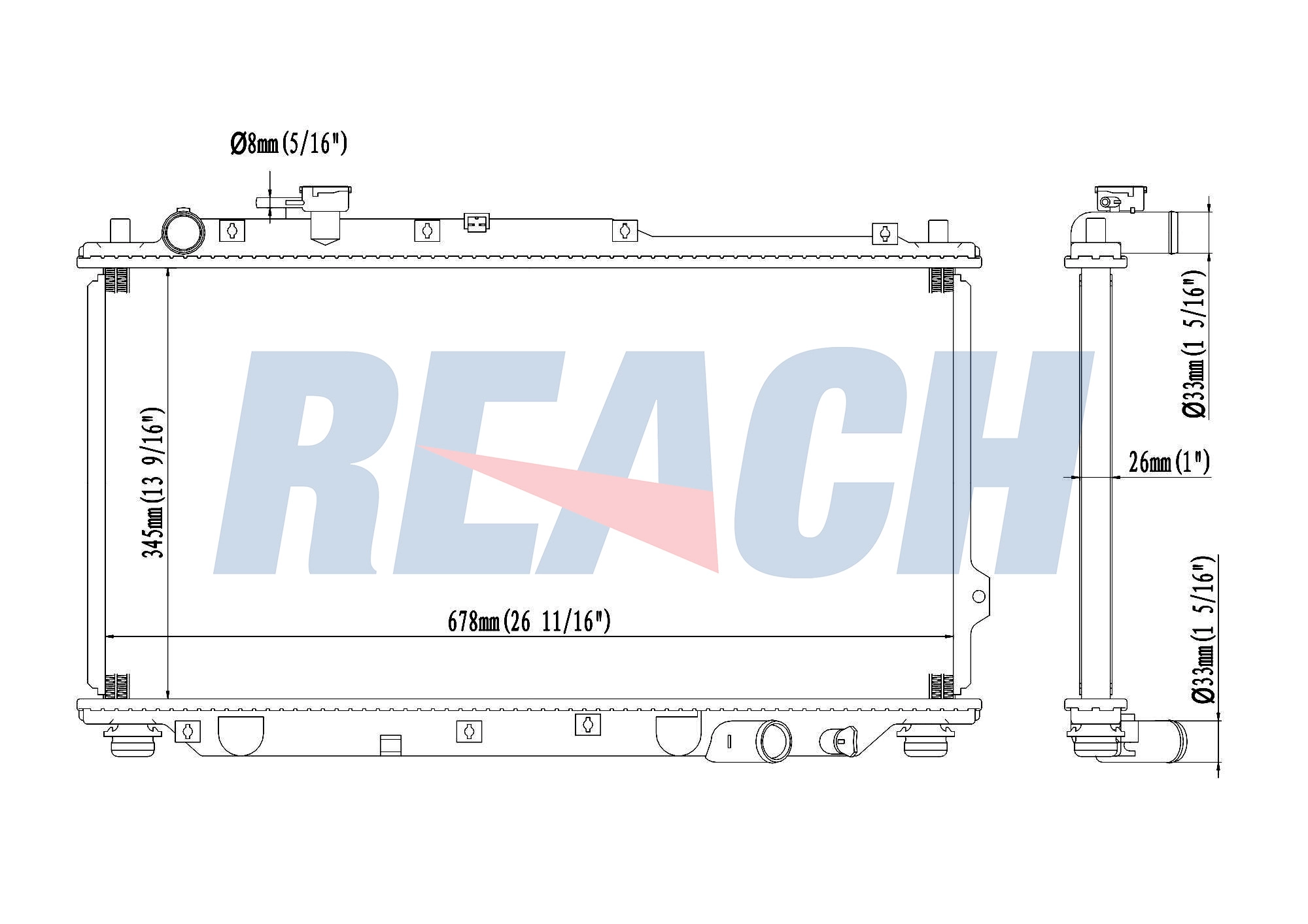 Радиатор системы охлаждения REACH 1.41.2602.126