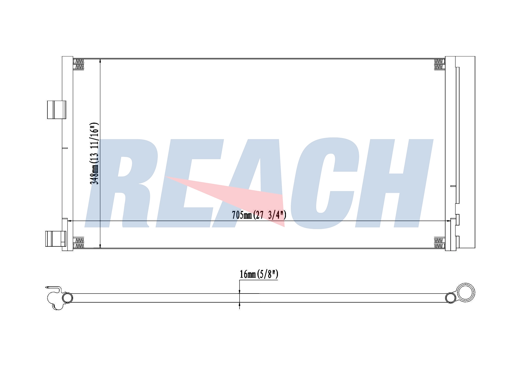 Радиатор кондиционера REACH 1.30.0844.PD
