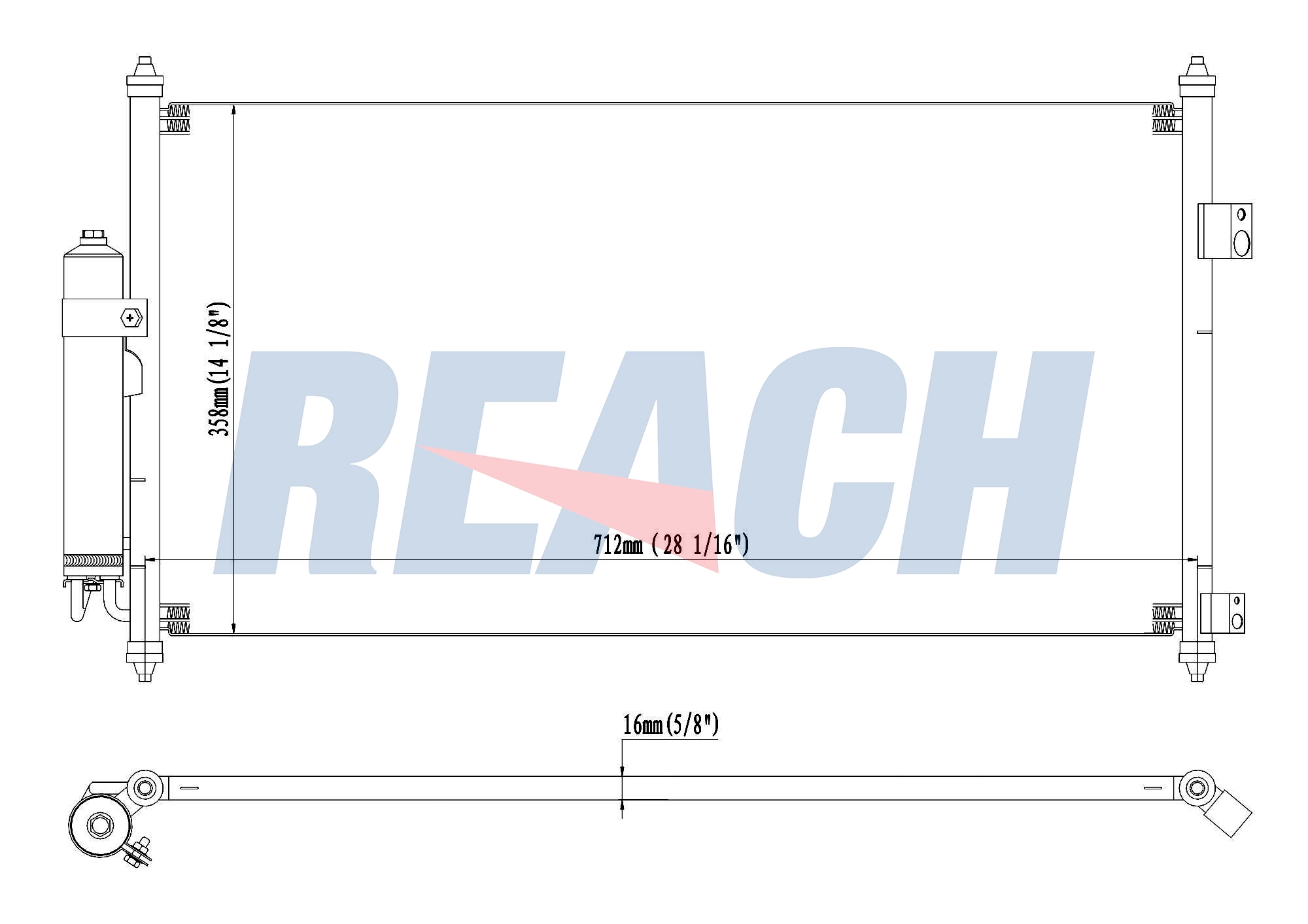 Радиатор кондиционера REACH 1.30.0701.PD