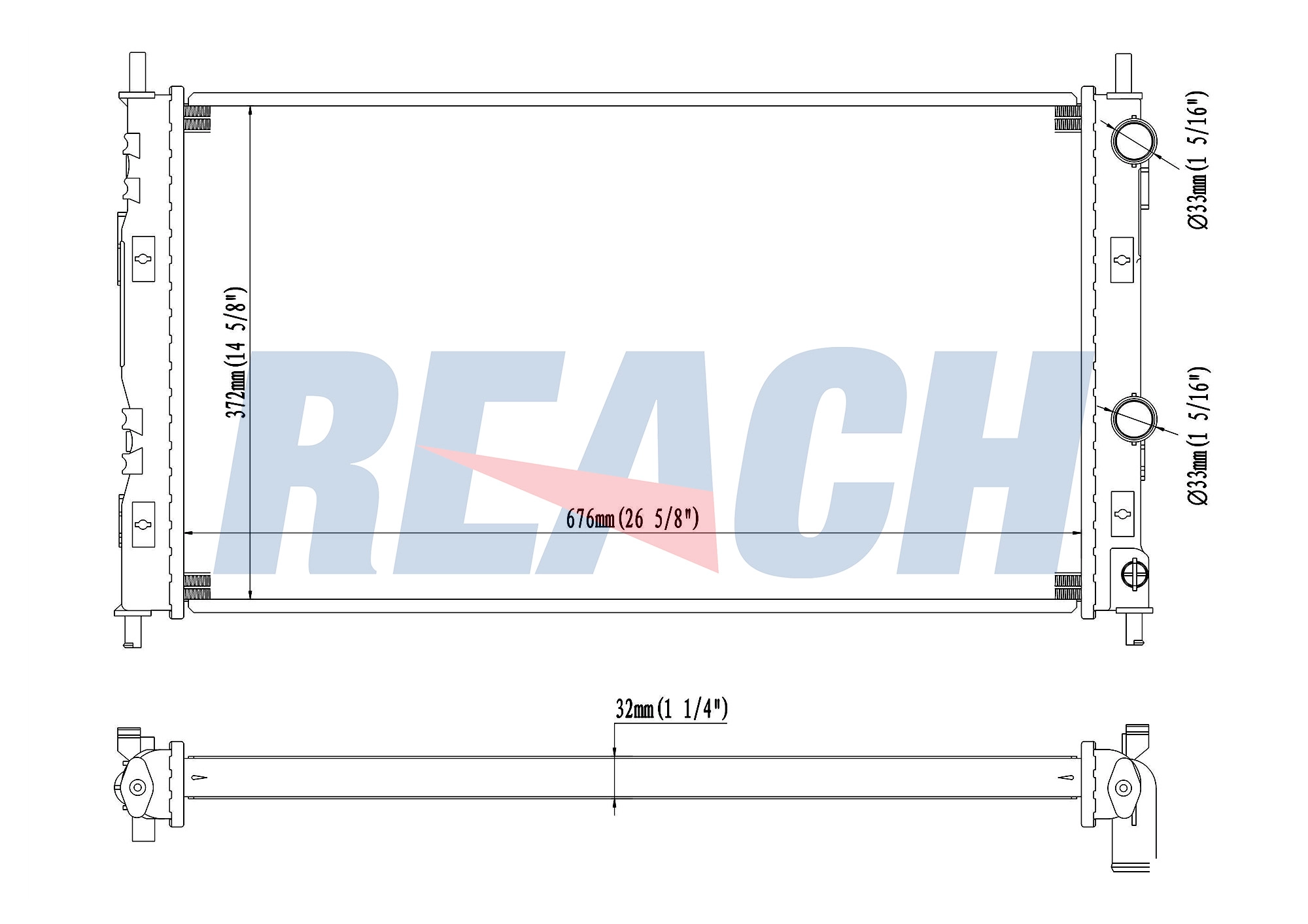 Радиатор системы охлаждения REACH 1.41.2323.132