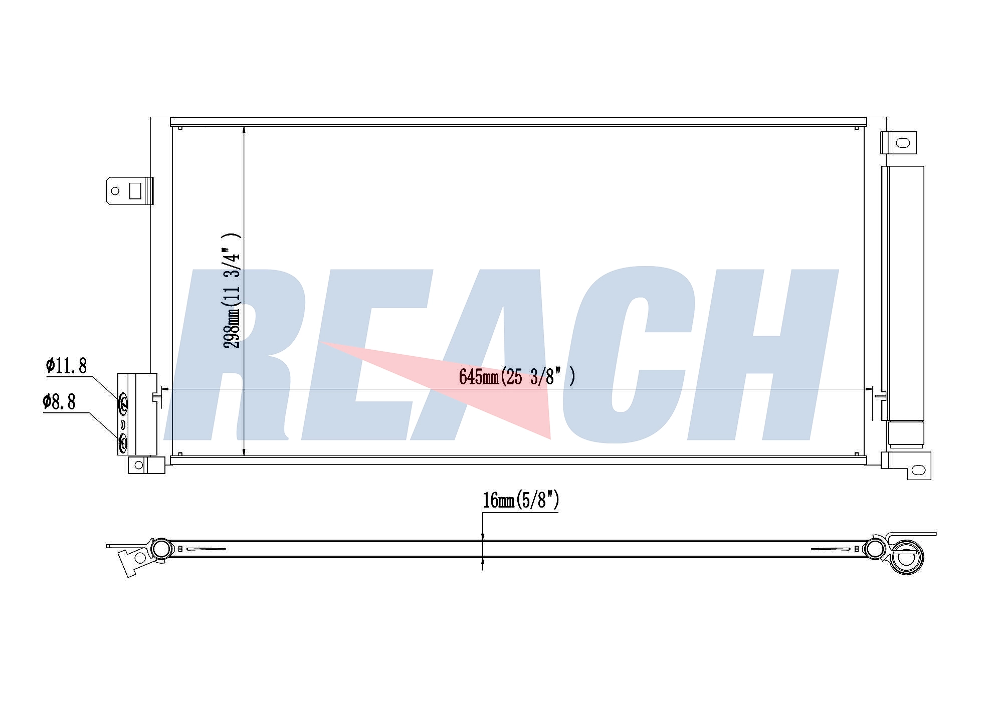 Радиатор кондиционера REACH 1.30.0705.PD