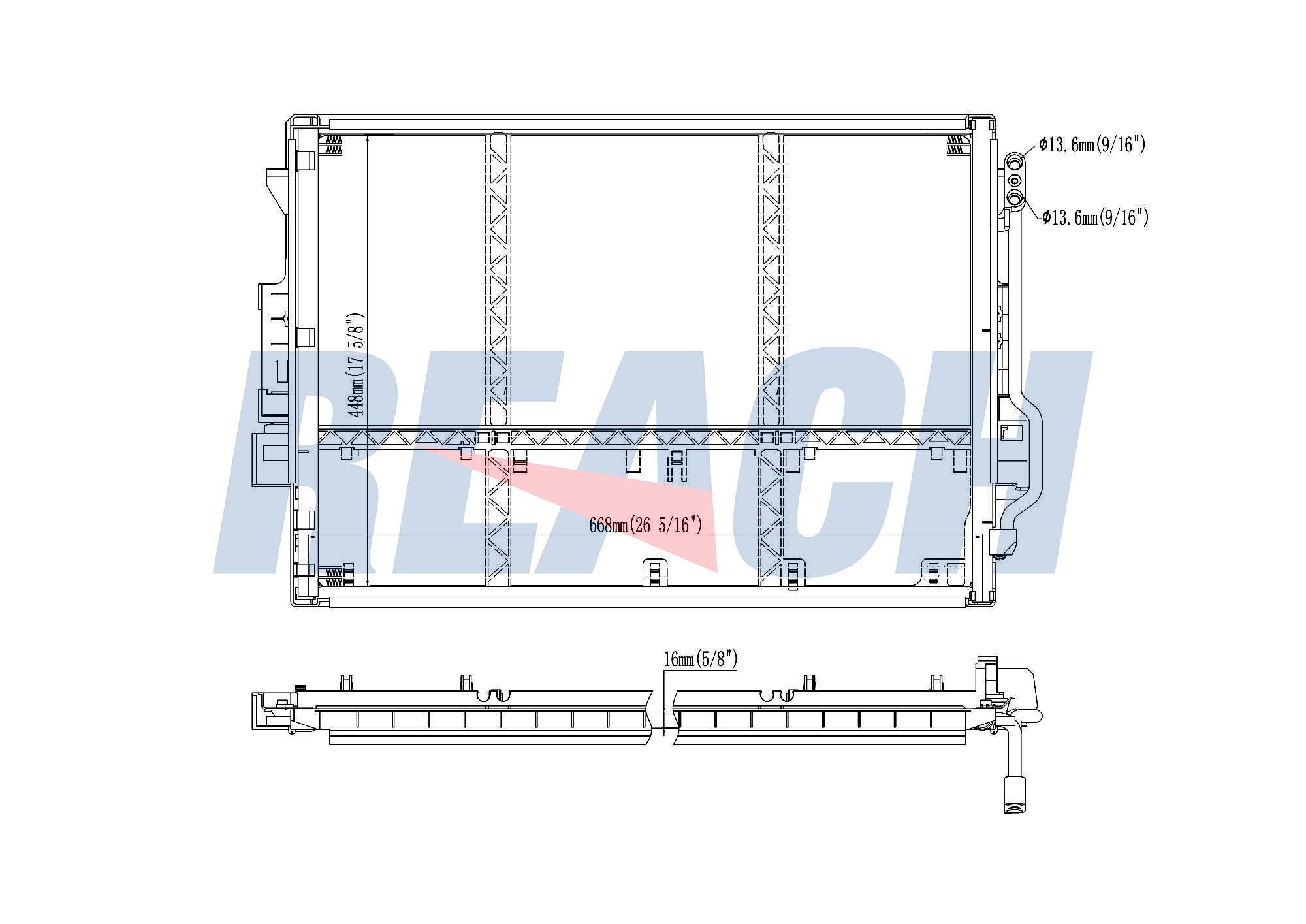 Радиатор кондиционера REACH 1.31.3778.P