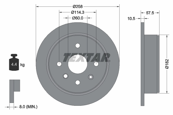 Диск тормозной 258x10.5 TEXTAR 92163003