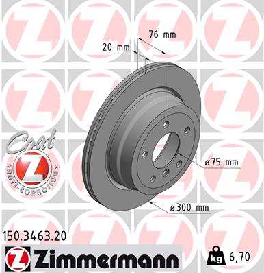 Тормозной диск coat z ZIMMERMANN 150.3463.20