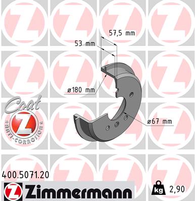 Тормозной барабан coat z ZIMMERMANN 400.5071.20