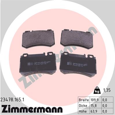 Комплект тормозных колодок дисковый тормоз ZIMMERMANN 23478.165.1